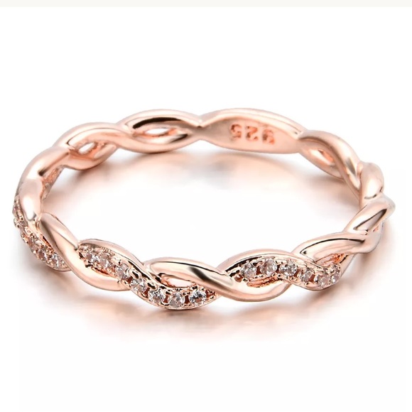 Rose gold Topaz Eternity Band 925 Size 5 - Picture 4 of 5